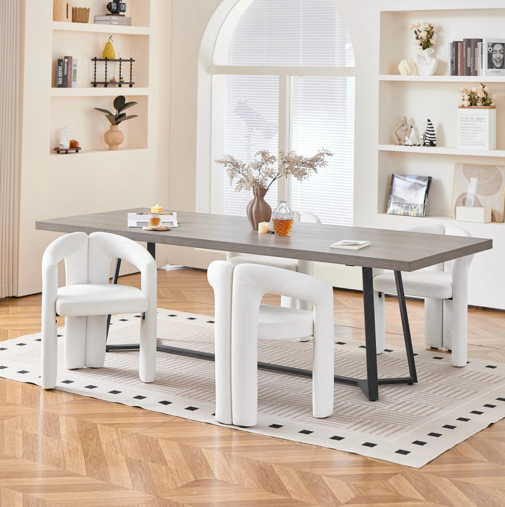 Sedia da Pranzo in Velluto con Braccioli Ergonomici Beige per Sala da Pranzo