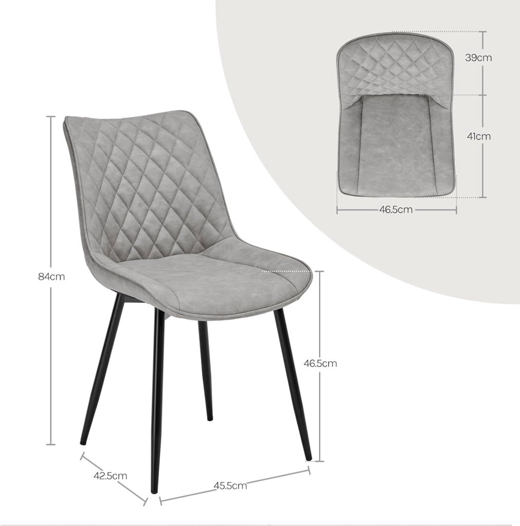 set di 4 sedie sala da pranzo sedie cucina moderne sedie imbottite Adatte per Sala Pranzo, Soggiorno, Camera da Letto Estetica in Ecopelle Grigio Metallo BH210gr-4