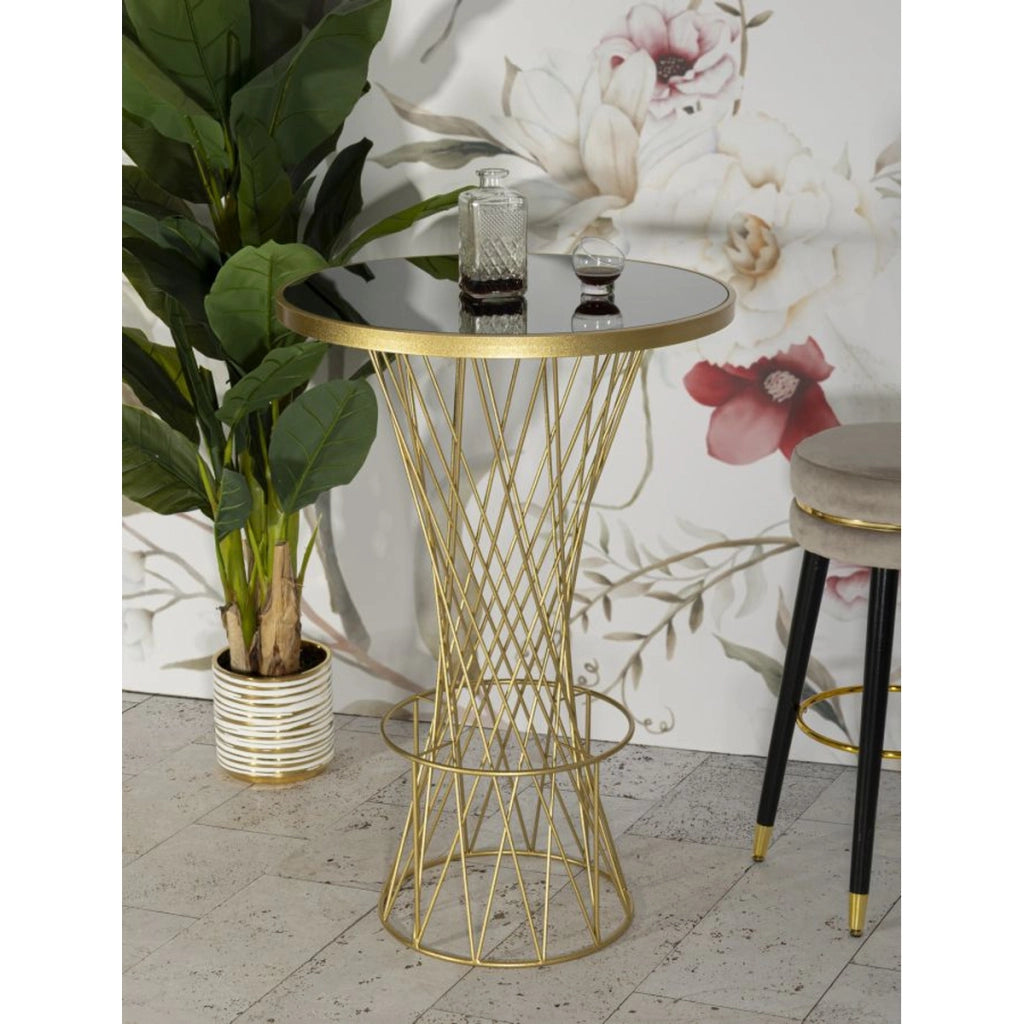 Tavolino VKH805, Oro, Metallo, 70x70x103 cm