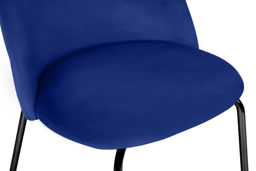 Sgabello cucina imbottito, sgabello alto in velluto blu piede nero – Nicole - SG07NIPN