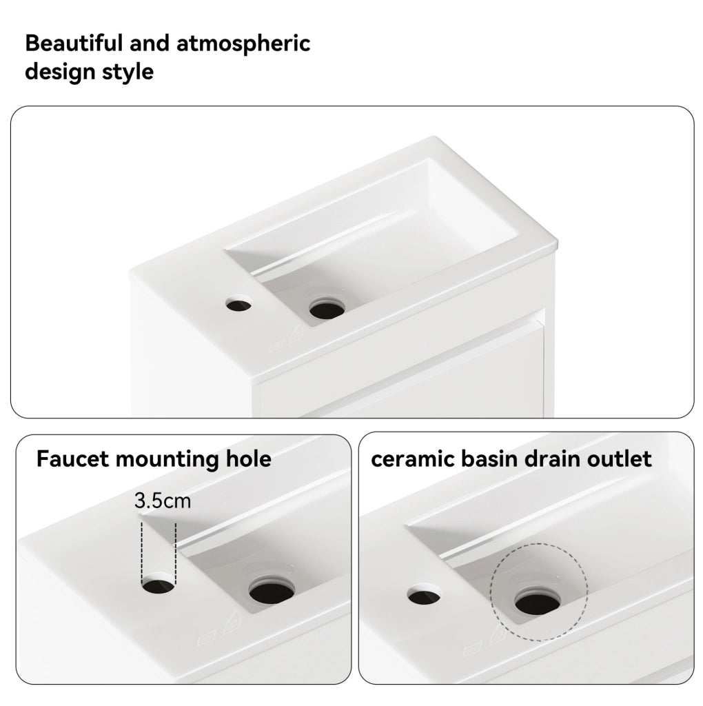 Mobile bagno bianco 46 cm con ampia capacità e anta con chiusura soft
