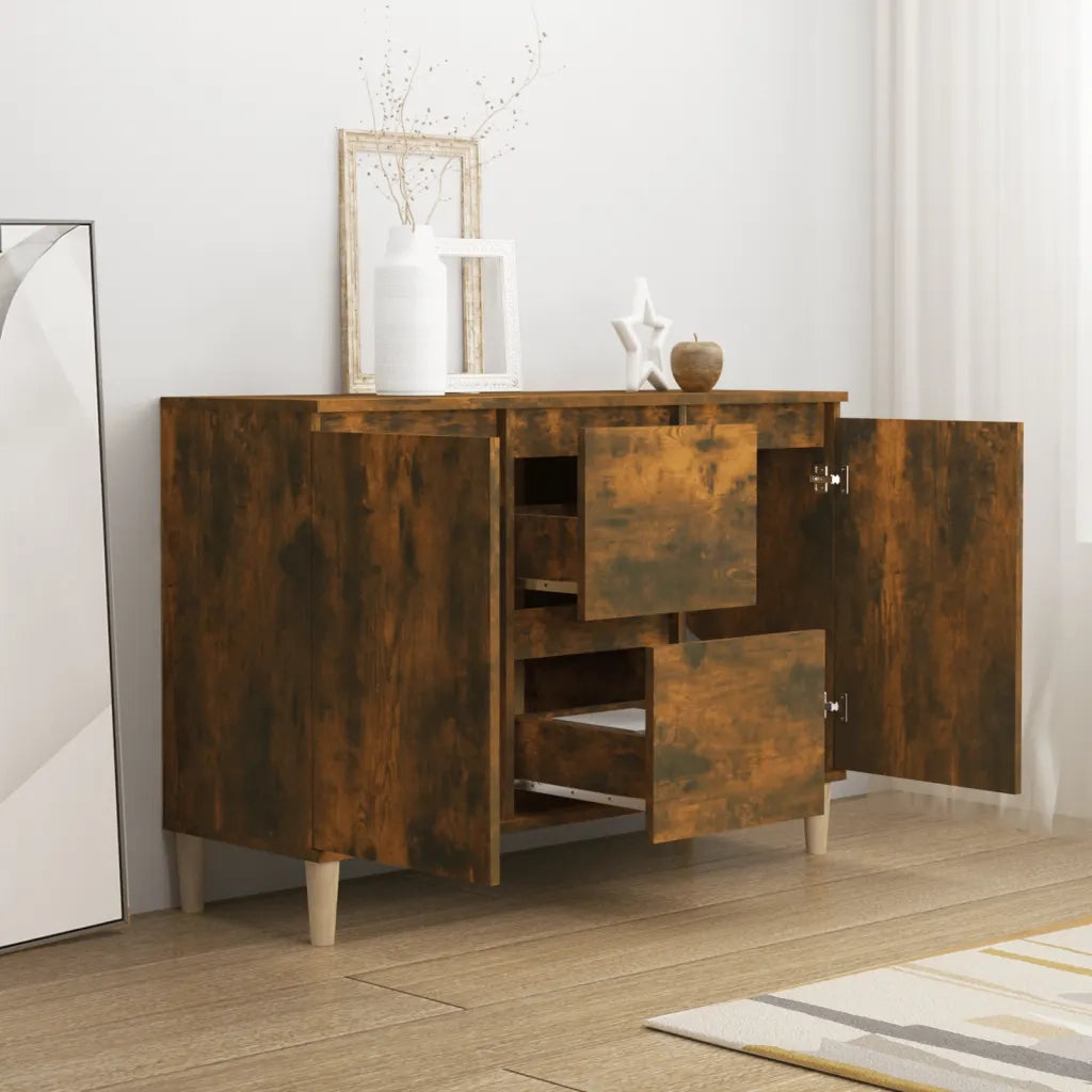 Credenza-Buffet-Armadio da cucina Rovere Fumo 101x35x70 cm in Legno Multistrato