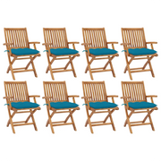 Sedie da Giardino Pieghevoli con Cuscini 8 pz Massello di Teak cod mxl 56279