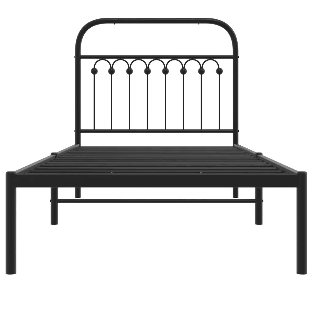 Giroletto con Testiera in Metallo Nero 90x200 cm 376593