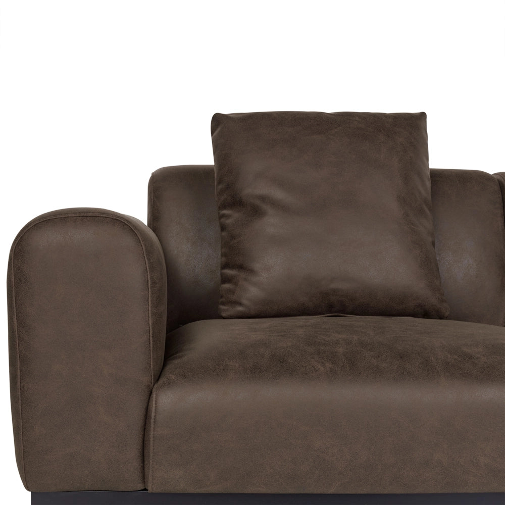 Divano a 2 posti in ecopelle marrone scuro con gambe nere Arredamento per il soggiorno Design elegante