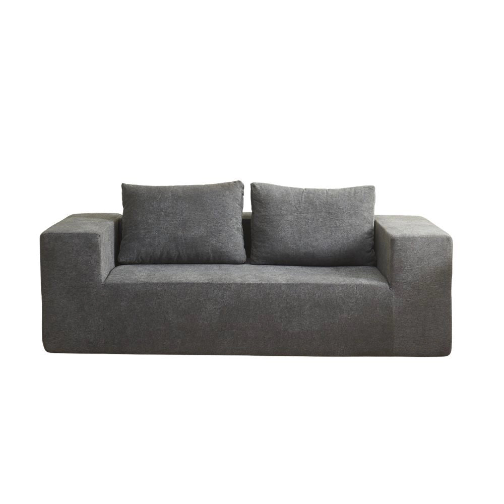 Divano sottovuoto 3 posti Kelly in tessuto grigio chiaro con imbottitura in schiuma 200x100x76H