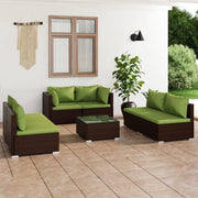 Set Divani da Giardino 7 pz con Cuscini in Polyrattan Marrone cod mxl 39013