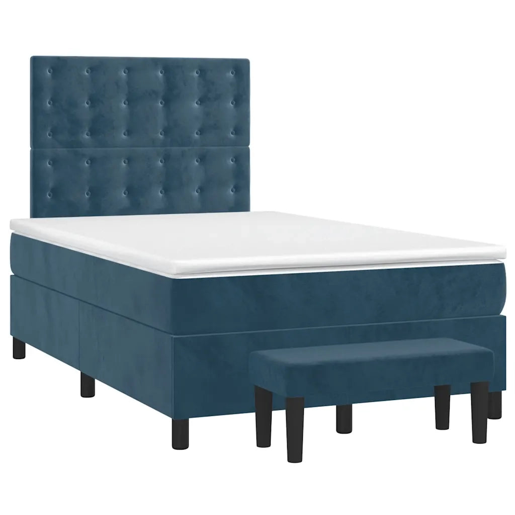 Giroletto a Molle con Materasso Blu Scuro 120x200 cm in Velluto 3138077