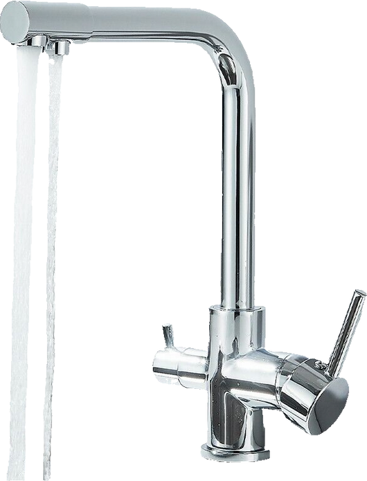 Felice | Raccordo acqua potabile premium a 3 vie cromato lucido Rubinetto miscelatore cucina ad osmosi in acciaio inossidabile | Filtra 3 connessioni