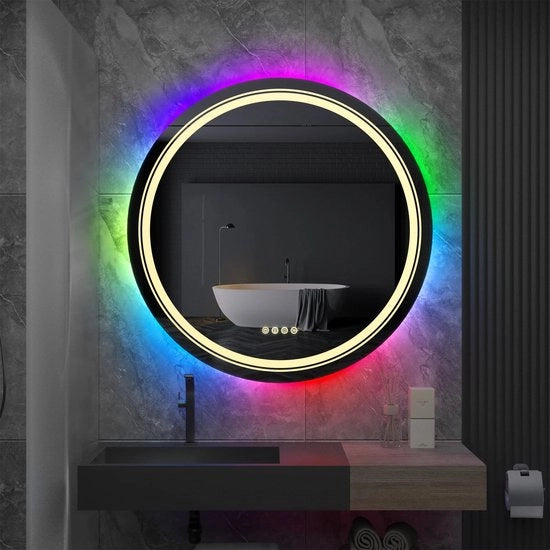 Specchio LED per bagno a LED RGB con cambiamento di colore, regolabile, anti-condensazione, sensori touch - 61cm