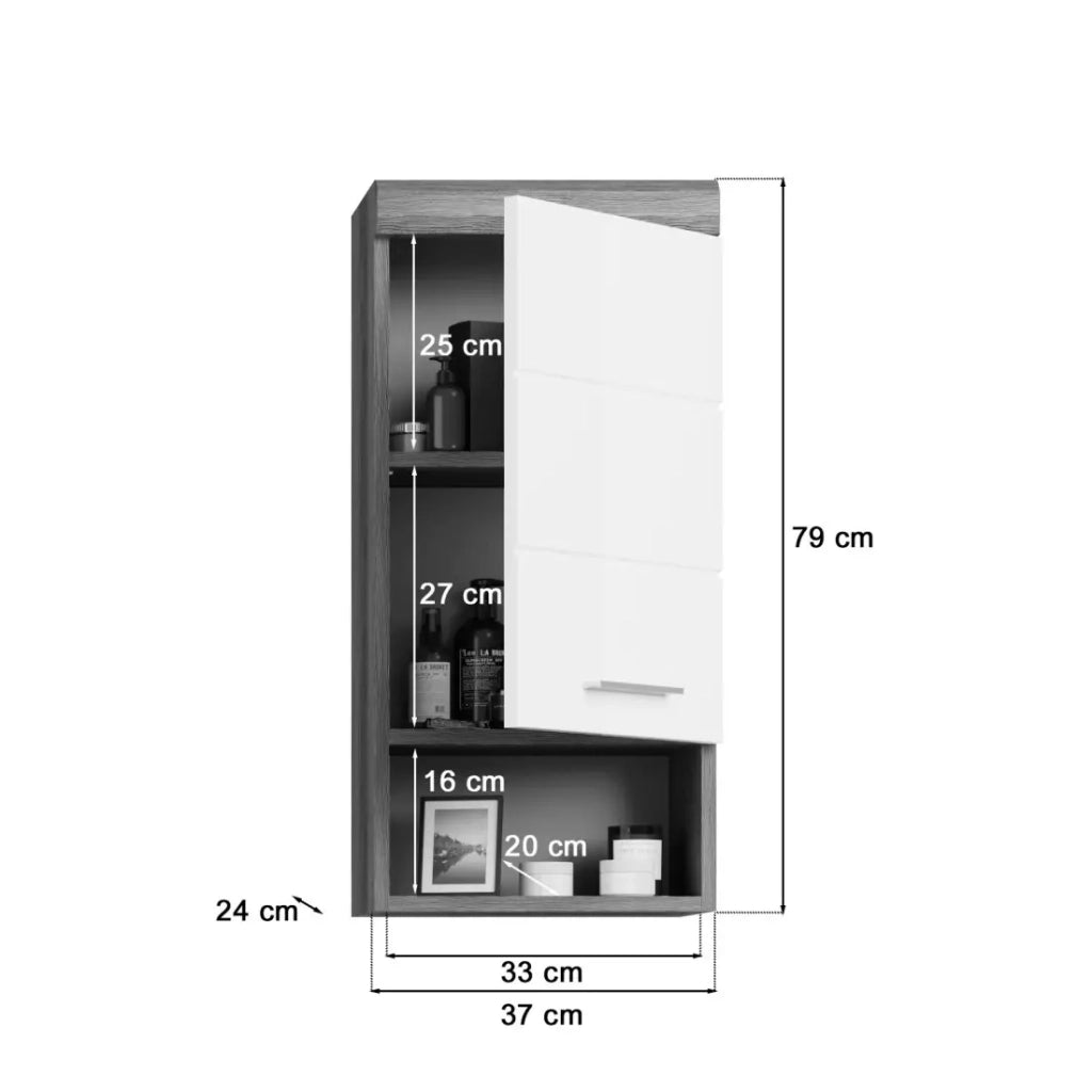 Mezza colonna di stoccaggio SCOTT - 1 porta - Grigio scuro e bianco - 37x79x24 cm