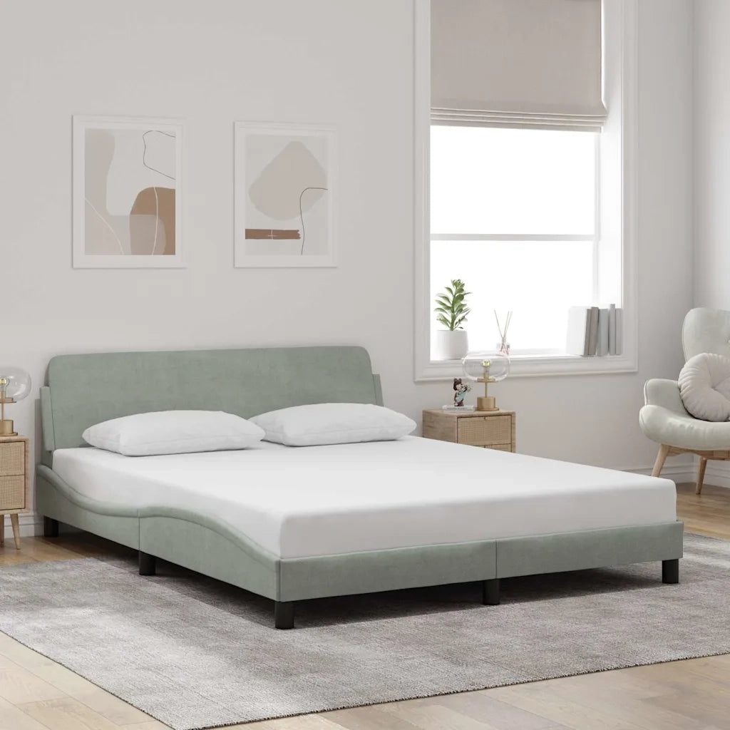 Giroletto senza Materasso Grigio Chiaro 160x200 cm Velluto