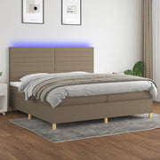 Letto a Molle Materasso e LED tortora 200x200cm in Tessuto cod mxl 59201