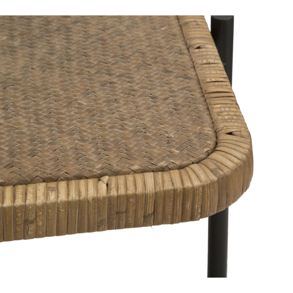 Tavolino da caffè Cebu in rattan e ferro nero — 75x55x46,5 cm