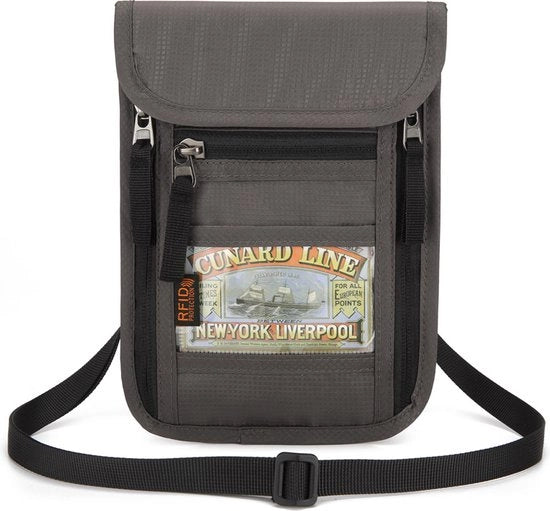 Tas anti furto con RFID blocco - 3 taschetti con chiusura a zip - Borsa con cinturino per documenti - Impermeabile - Borsa per viaggio - Utilizzo quotidiano