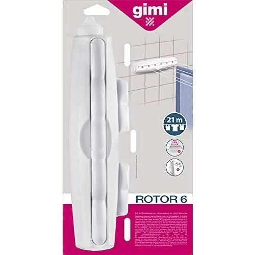 Gimi Rotor 6 Stendibiancheria da Parete in Resina 21 Metri Stendibili