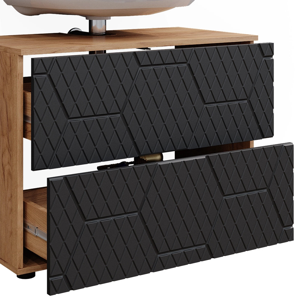 Vicco Set mobili bagno Antracite con struttura a nido d'ape 3 parti, con base 80 cm