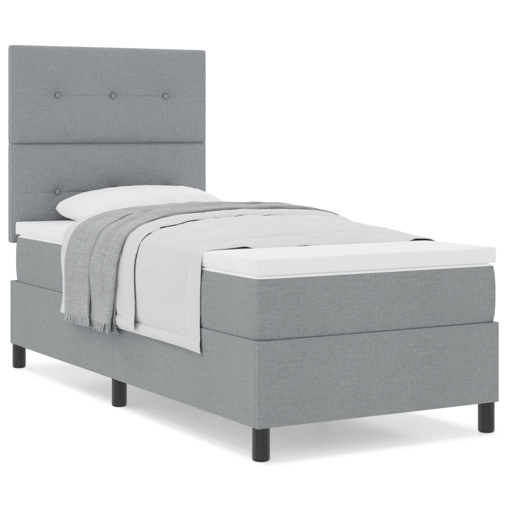 Letto con Box Spring e Materasso Grigio Chiaro 80x200 cm Tessuto