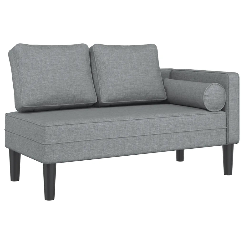 Chaise Longue con Cuscini Grigio Chiaro in Tessuto CFW2691580