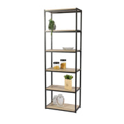 Libreria a 6 livelli collezione RANONG – Stile industriale, colore rovere e nero