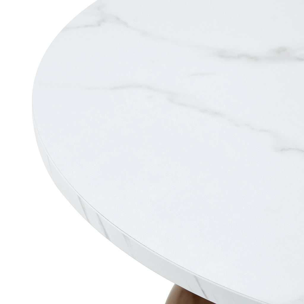 Tavolini bassi impilabili in melamina effetto marmo con base a clessidra, per soggiorno, in metallo, bianco e noce