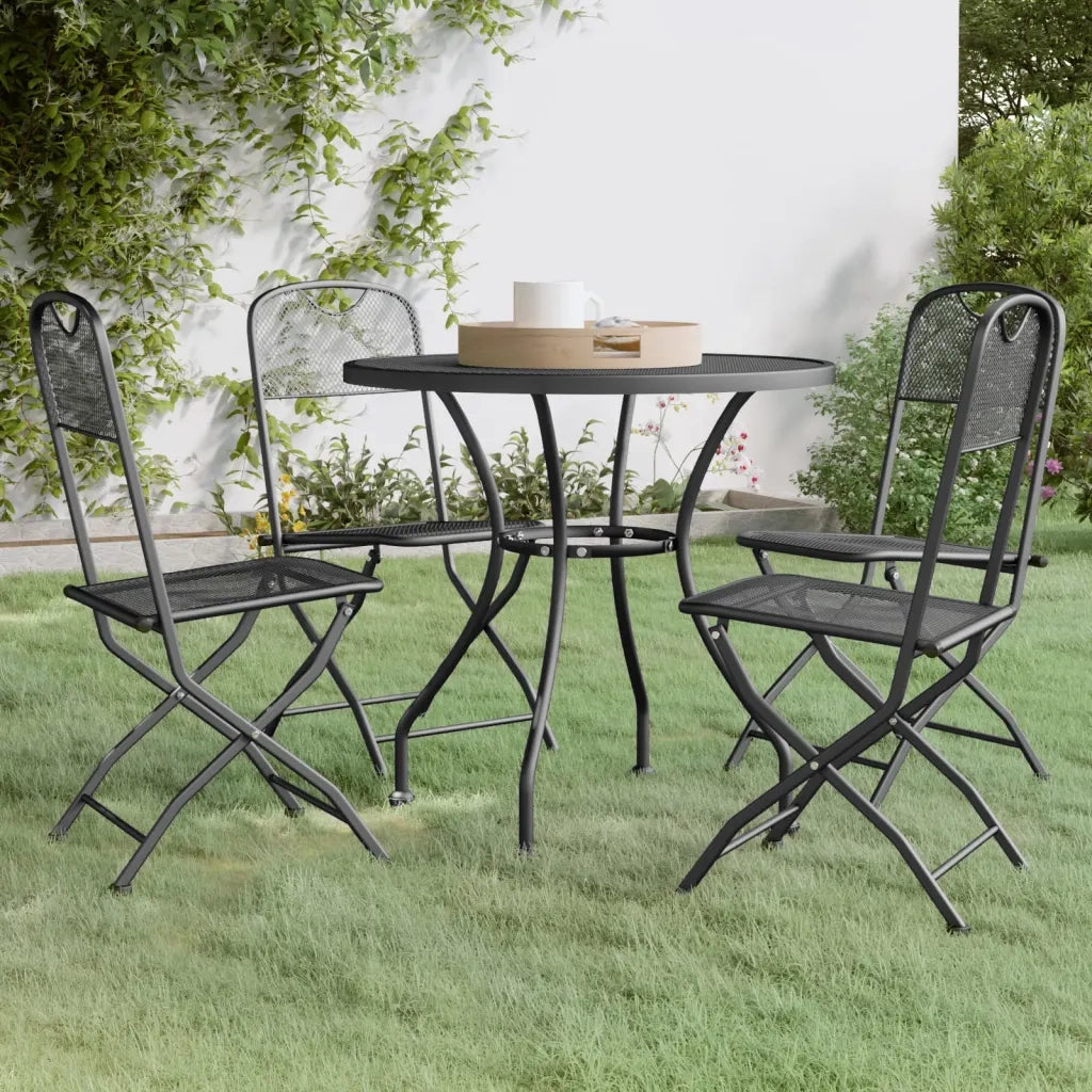 Set da Pranzo per Giardino 5pz | Set Salotto da Giardino Rete Metallica Espansa Antracite