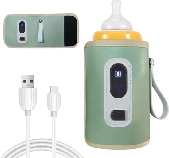 Flessenwarmer Portatile - Flessenwarmer Portatile USB Ricaricabile – Flesverwarmer Con 5 Nivele di Riscaldamento - Display LCD - Adatto per Flessine per Bambini e Tazze di Vetro
