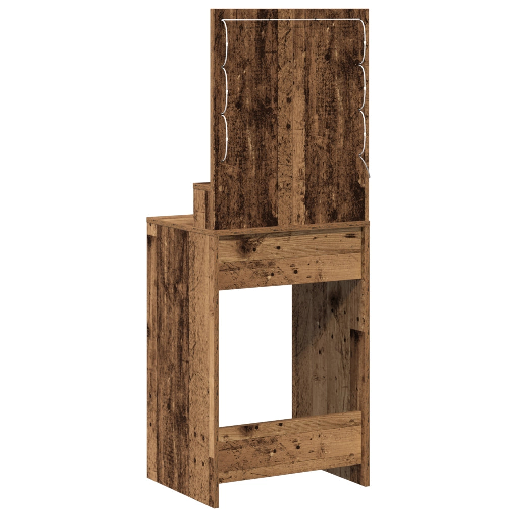 Tavolo da Toeletta con Luci LED - Legno Vecchio, 50x41x135 cm