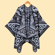 Sciarpa/mantella calda da donna in jacquard con spacco laterale, scialle classico con stampa animalier, ideale per le passerelle.