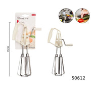 Trade Shop - Batti Uova Manuale Frusta Sbattitore Doppia Sbattiuova Dolci Utensile 25cm 50612 -