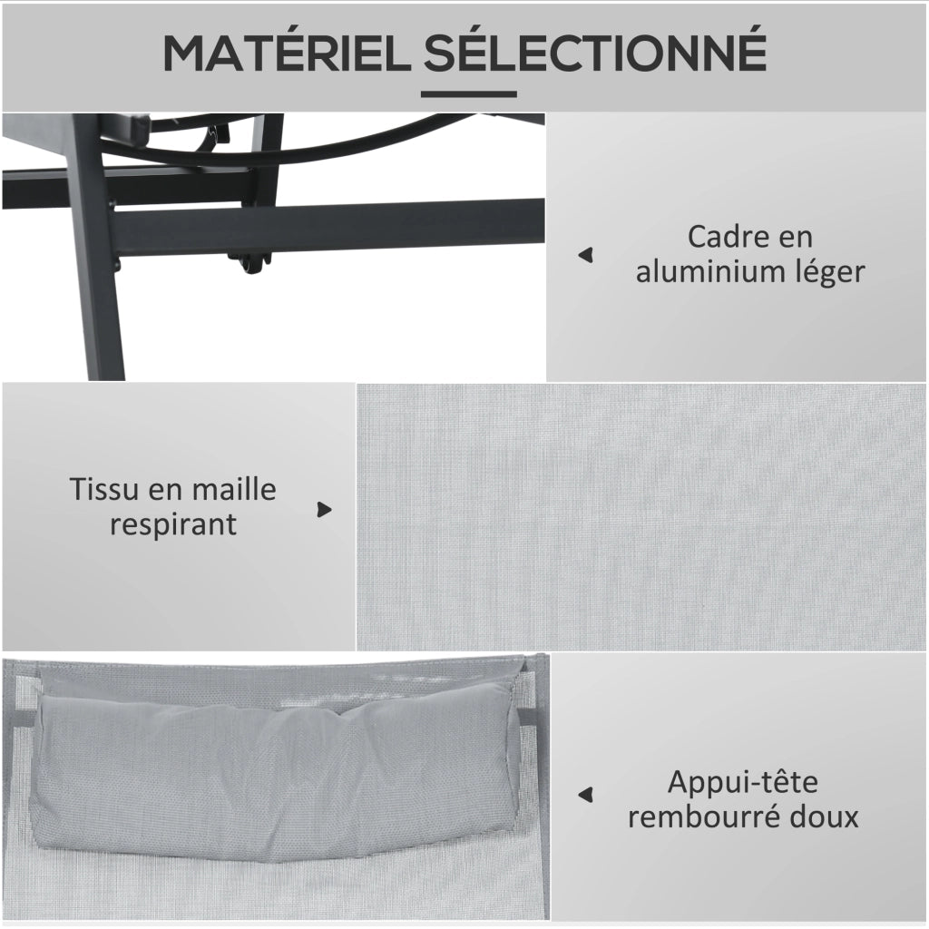 Transat lettino ¨C zephmum ¨C alluminio textilene grigio chiaro