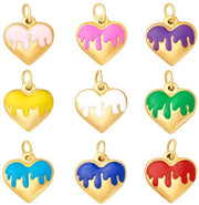 9 Pezzi di Hangers a Forma di Cuore in Oro con Emaillo Colorato