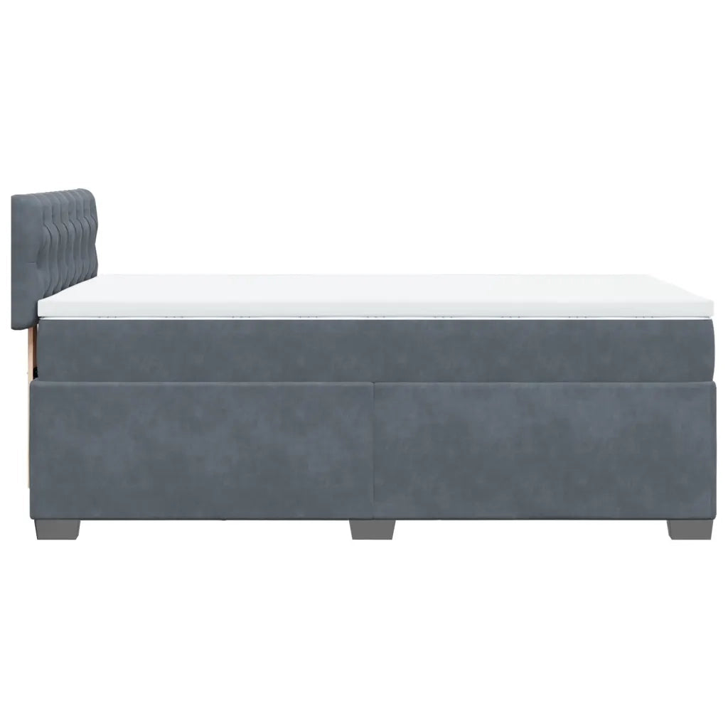 Giroletto a Molle con Materasso Grigio Scuro 90x200 cm Velluto