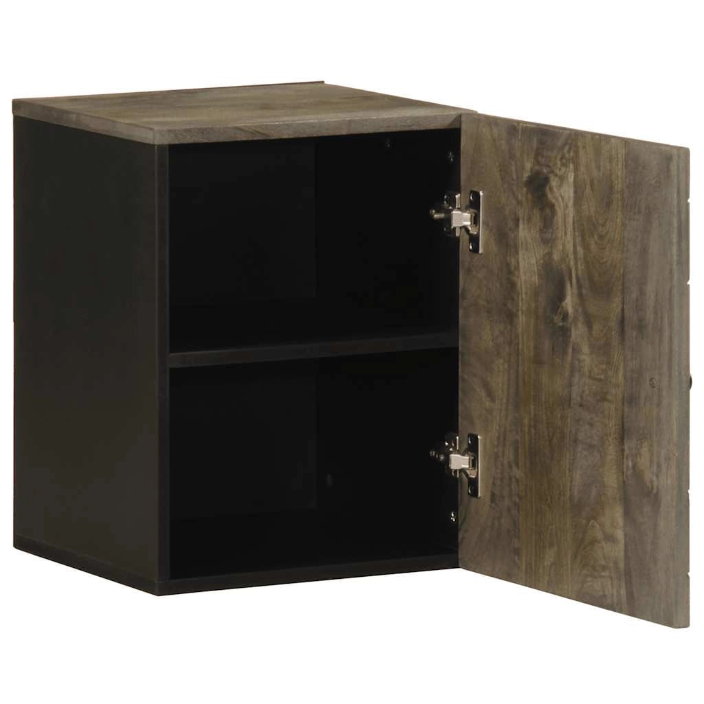 Mobiletto portaoggetti da bagno a parete nero 38 x 33 x 48 cm in legno massello di mango 02_0057733