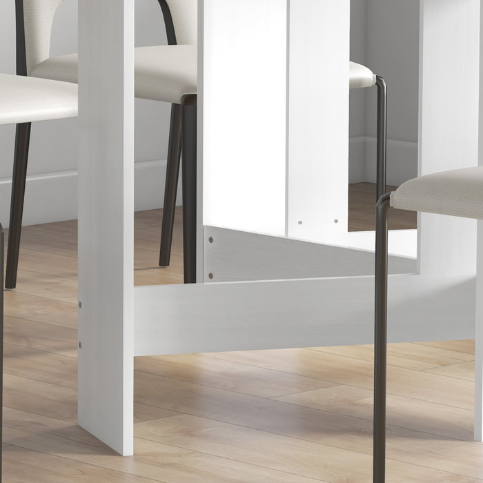 Tavolo Pieghevole da Pranzo 163x80x75 cm con 2 Ribalte Ovale in Legno Bianco