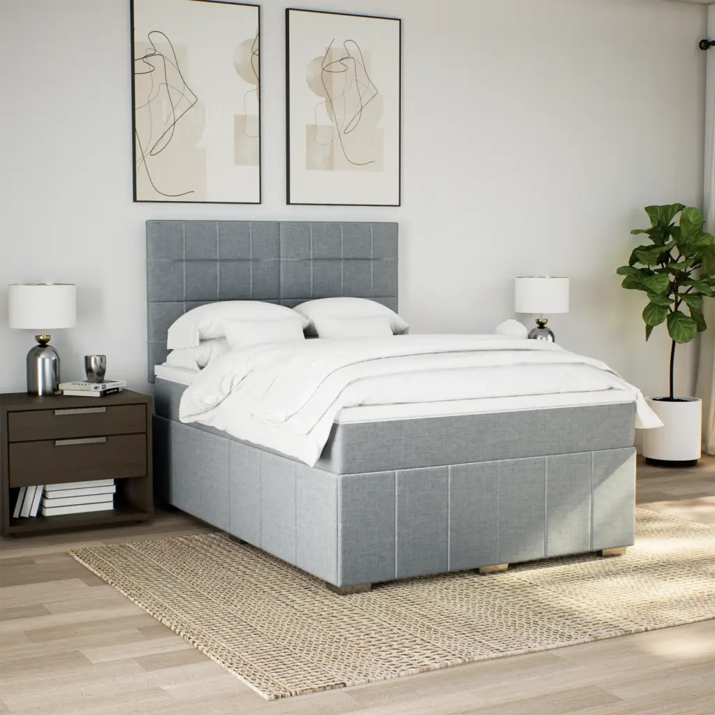Giroletto a Molle con Materasso Grigio Chiaro 140x200cm Tessuto