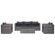 Set Divani da Giardino 6 pz con Cuscini in Polyrattan Grigio cod mxl 39221