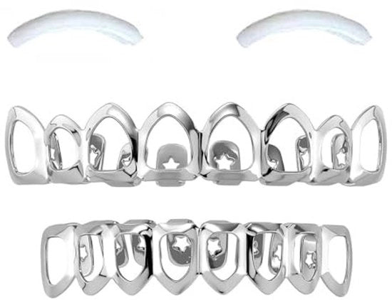 Decorazione per Denti 18K Argento - Effetto Luce - Modanature in Silicone - Bracciali Lunari - Festival di Musica - Effetto Scintillante - Decorazione per Denti