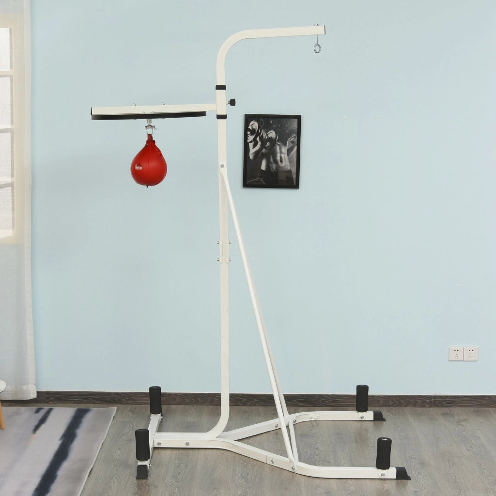 Sacco da boxe 2 in 1 con supporto e pera velocita' ¨C zephmum ¨C bianco 156x115x224 cm