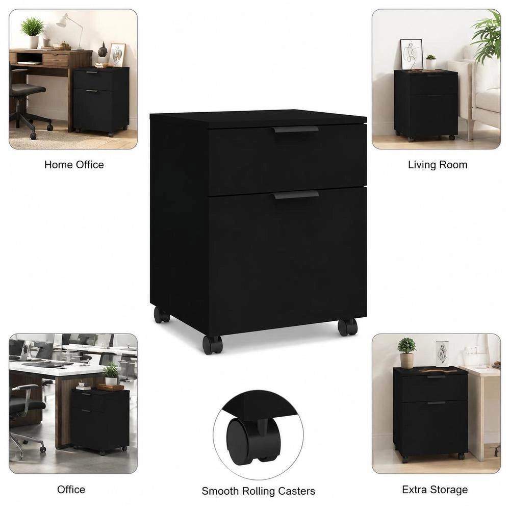 Mobile Filing Cabinet With Wheels, Black, 45x38x54 Cm