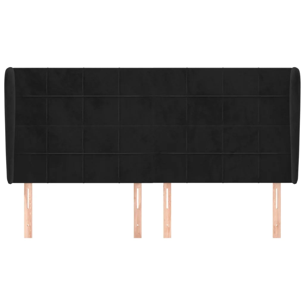 Testiera | Testata ad Orecchio Nera 183x23x118/128 cm in Velluto