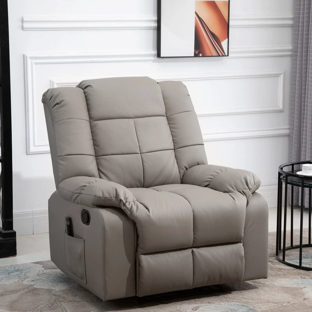 Poltrona relax massaggiante reclinabile ¨C Xylo ¨C rivestimento similpelle grigio con telecomando