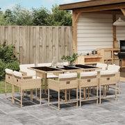 Set da Pranzo da Giardino 11 pz con Cuscini Beige in Polyrattan 3211390