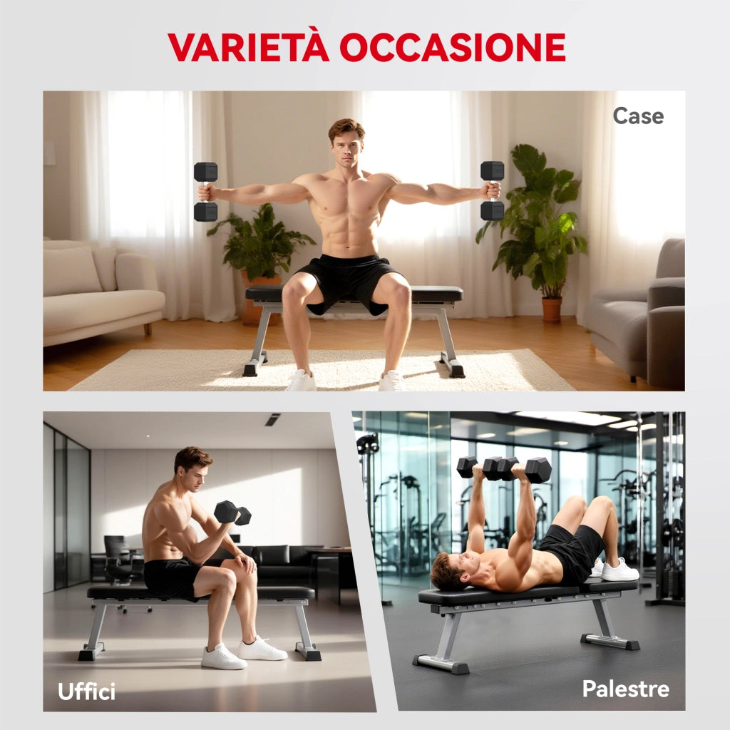 Set di Manubri da 2x20 kg con Impugnatura Antiscivolo in Metallo Nero