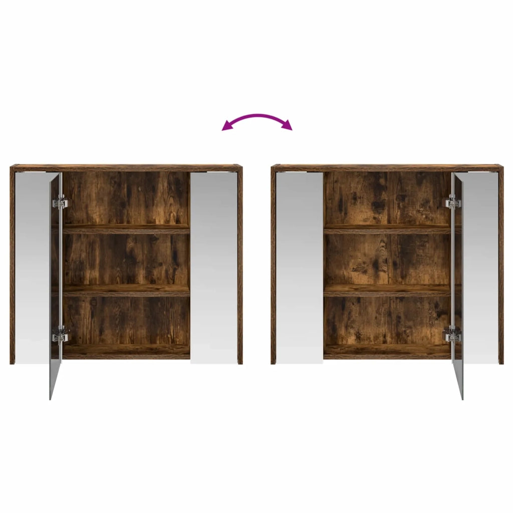 Mobiletto per specchio da bagno Rovere fumé 73,5 x 16 x 62,5 cm
