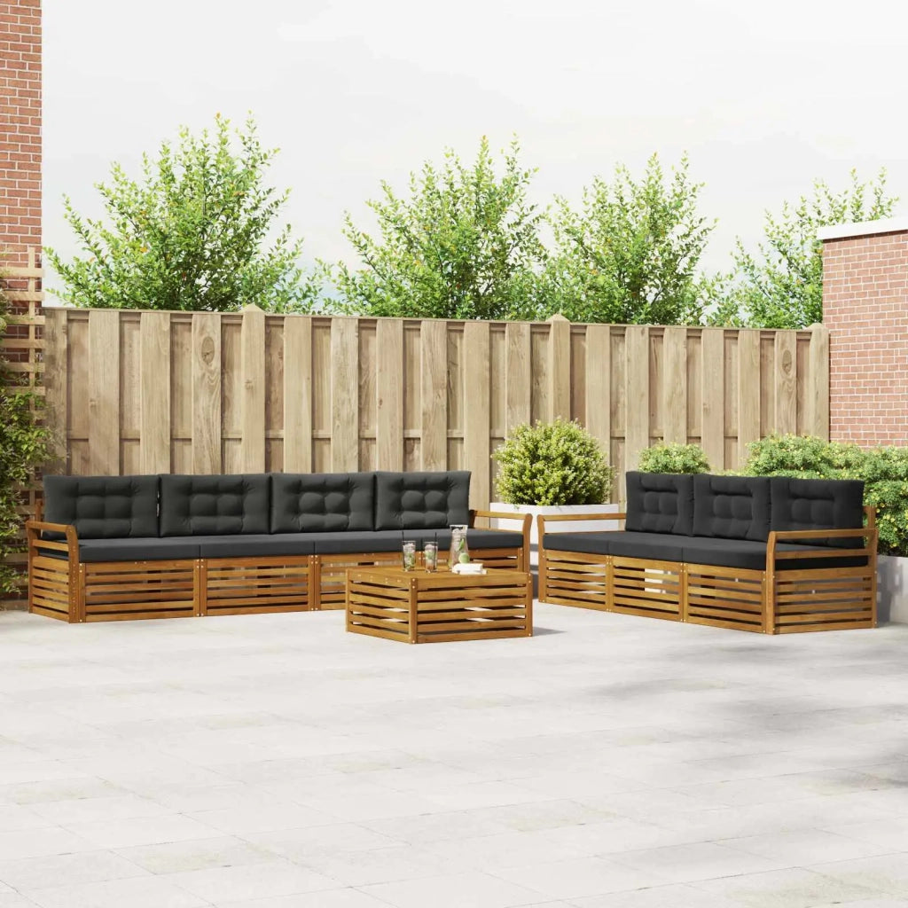 Set di divani da esterno con cuscino 8 pcs Naturale e Antracite