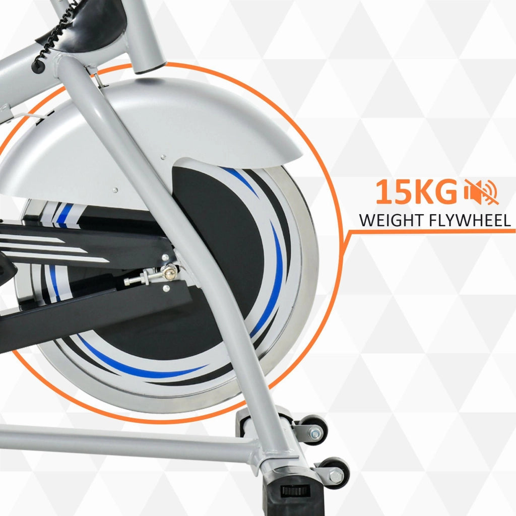 Cyclette con Trasmissione Cinghia in Acciaio e ABS Argento e Nero