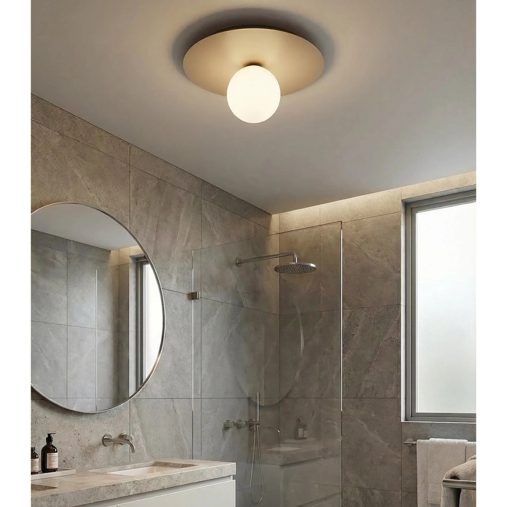 Lampada da soffitto Solar in acciaio moka e vetro opalino