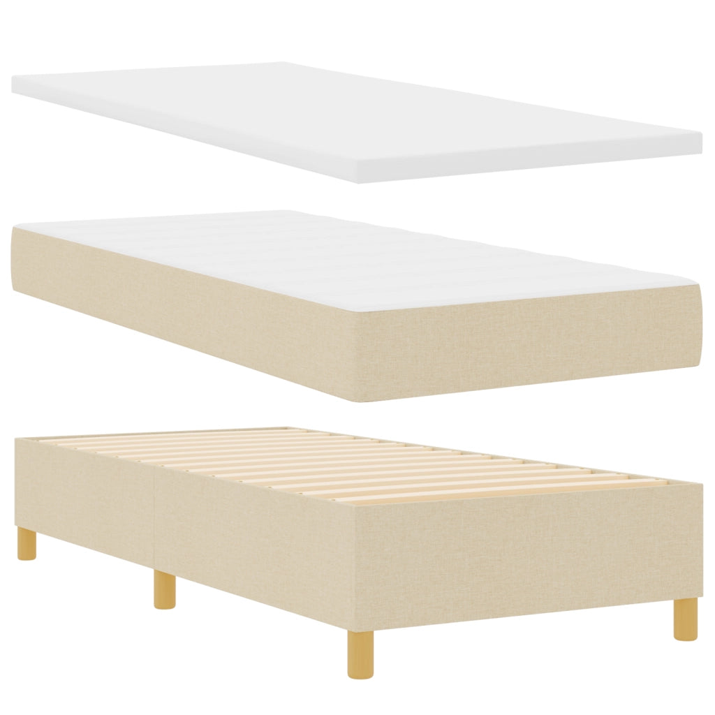 Letto a Molle con Materasso  Crema 90x190 cm Tessuto