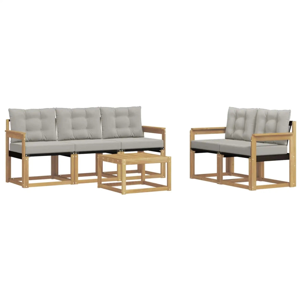 Set di divani da esterno 6 pz Bianco e Grigio Chiaro 3389205